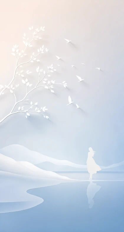 白色剪影极简平板壁纸