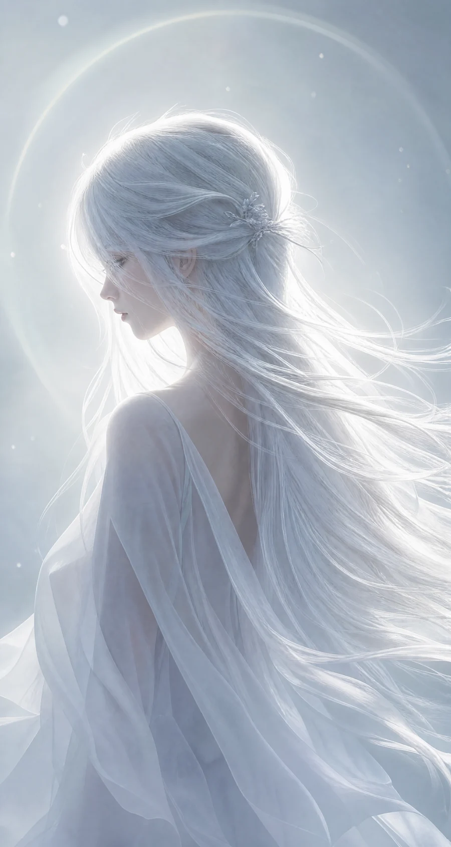 白色头发梦幻人物平板壁纸