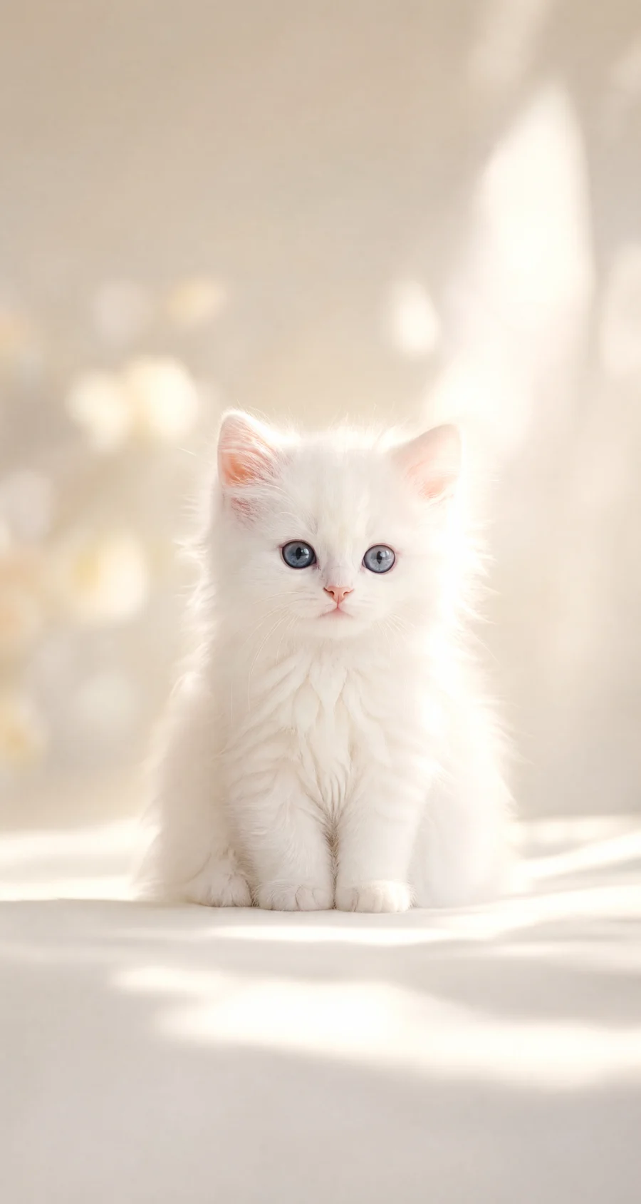 白色小猫治愈平板壁纸