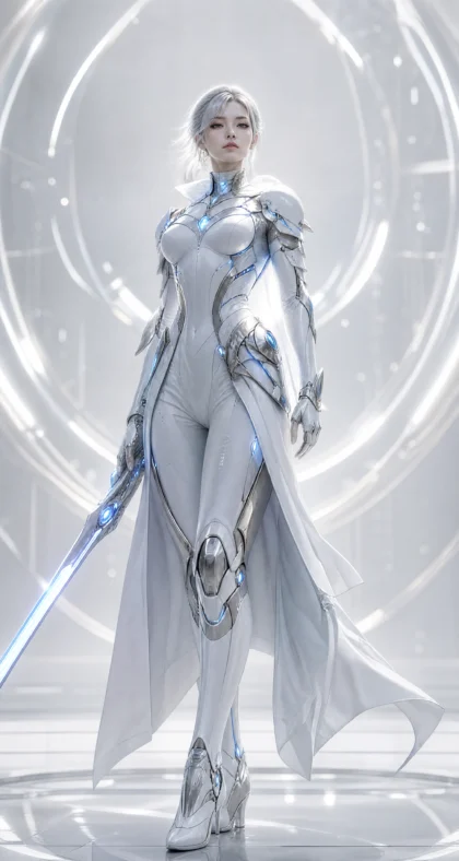 白色战服未来战士平板壁纸