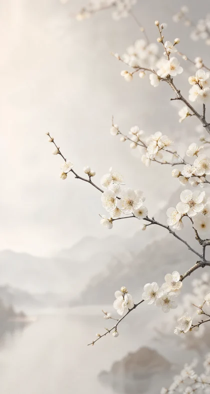 白色梅花清雅平板壁纸