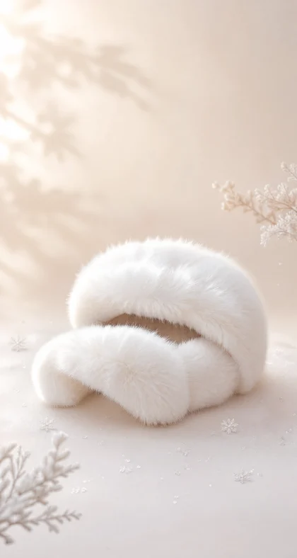 白色毛绒帽温柔冬日平板壁纸