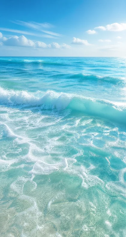 白色浪花清新海面平板壁纸
