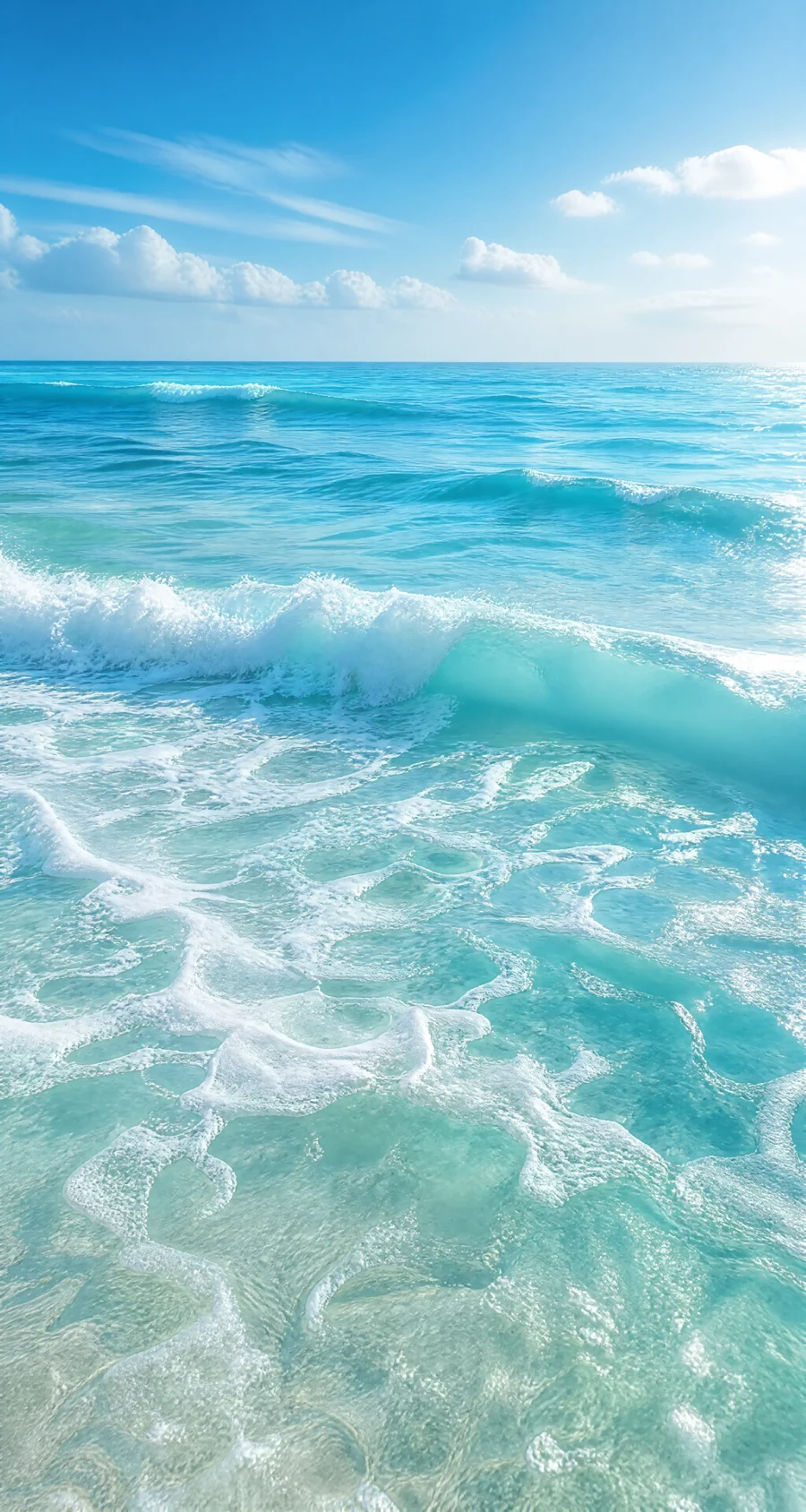 白色浪花清新海面平板壁纸