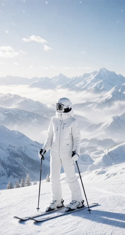 白色滑雪服雪山冬日壁纸