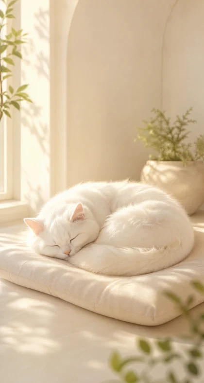 温柔白色猫咪平板壁纸