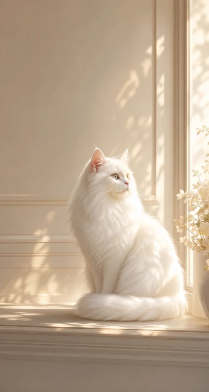 温柔白色猫咪平板壁纸