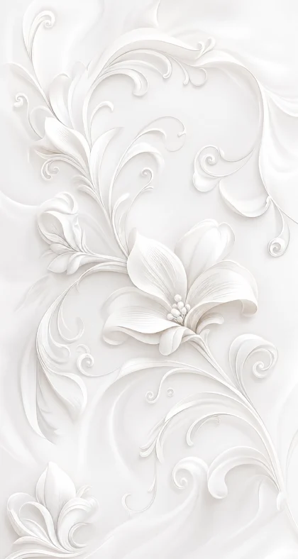 白色花纹简约平板壁纸