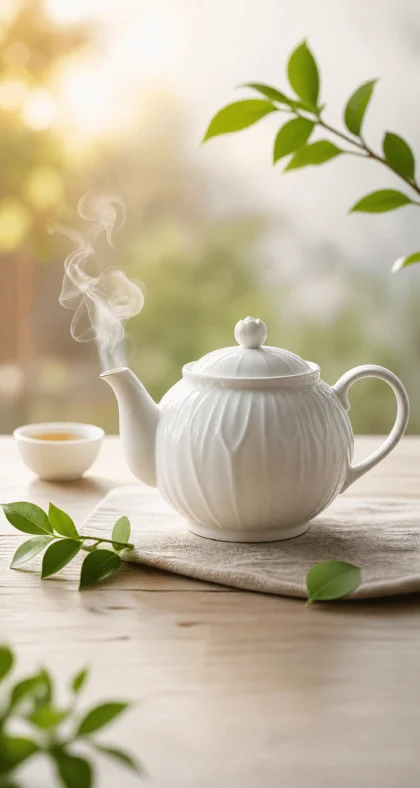 白色茶壶静物平板壁纸