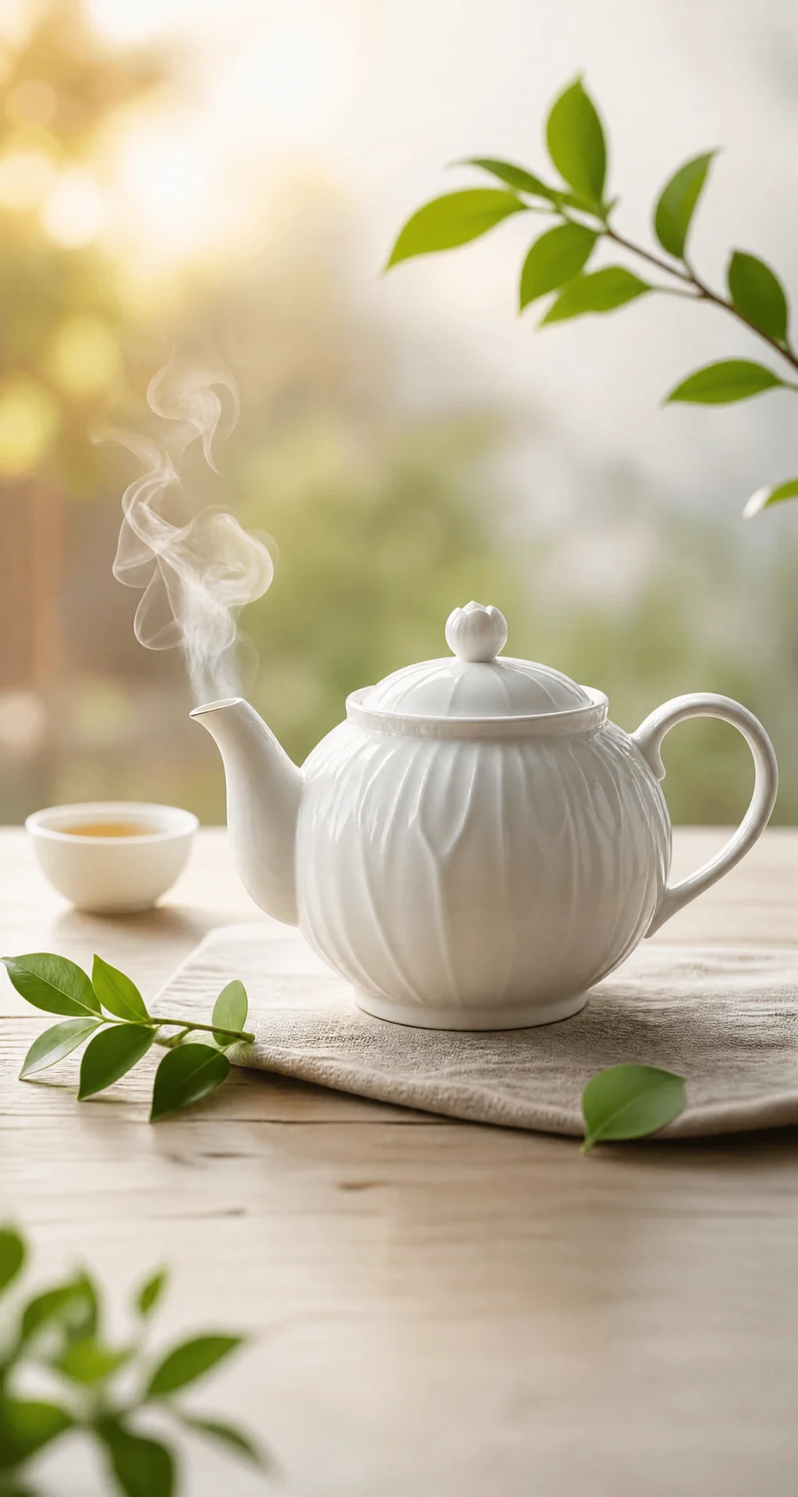 白色茶壶静物平板壁纸