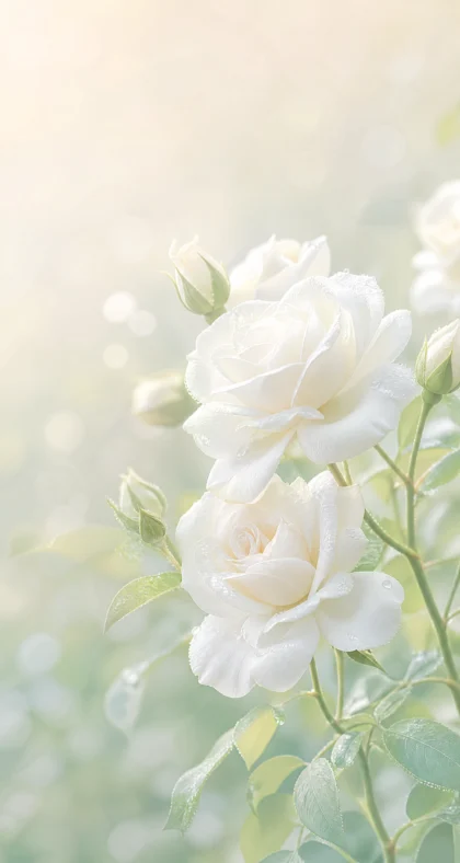 白色蔷薇清新花语平板壁纸