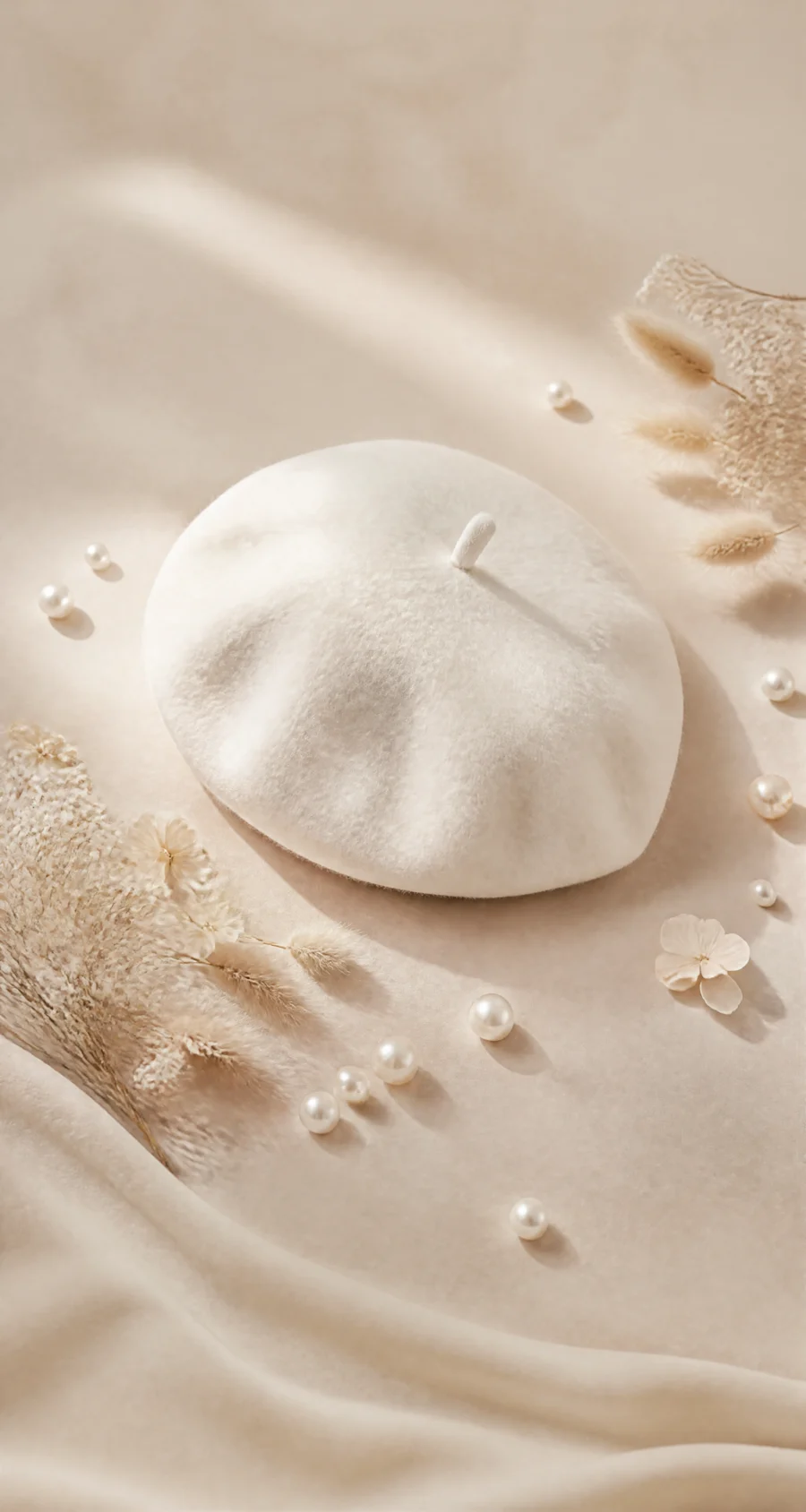 白色蓓蕾帽法式柔雅平板壁纸