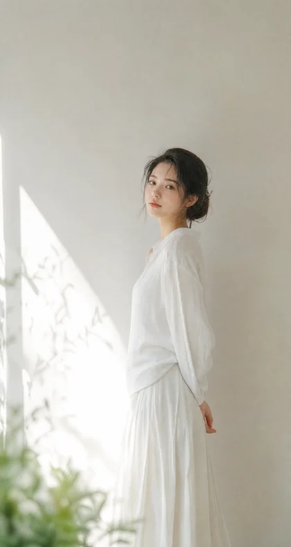 白色衣服女孩清新平板壁纸