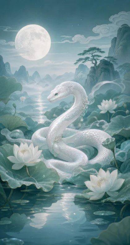 白蛇月影东方壁纸