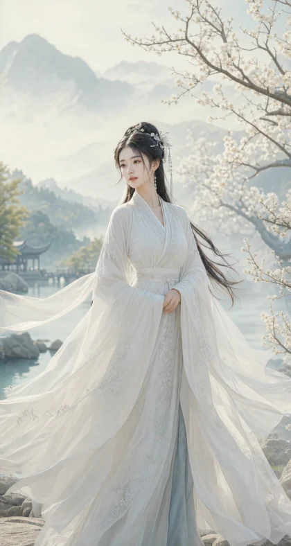 白衣古装美女平板壁纸