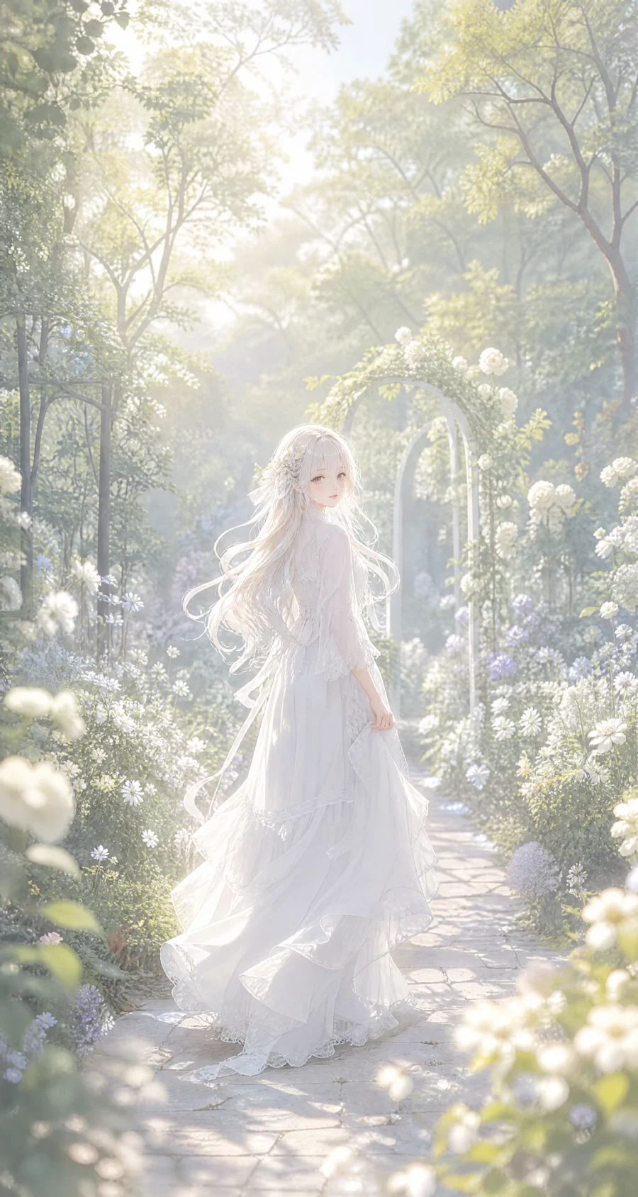 白衣少女清新梦境平板壁纸