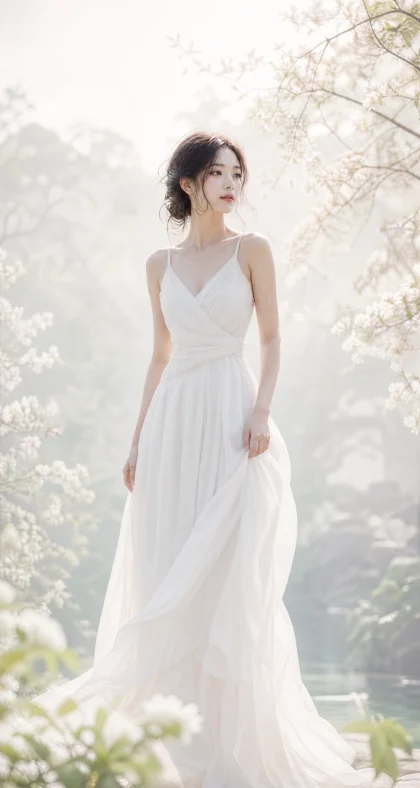 白衣美女清新唯美平板壁纸
