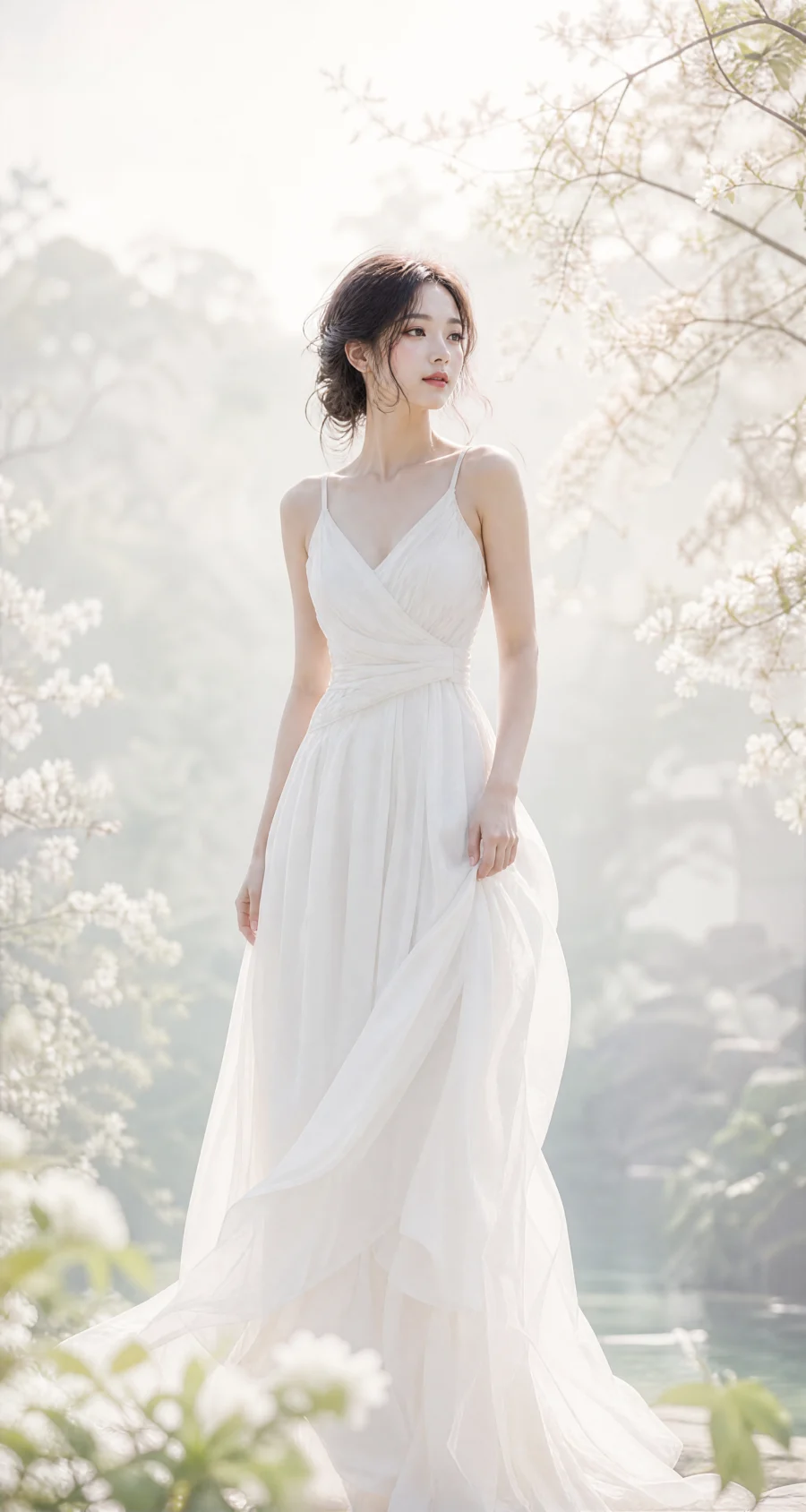 白衣美女清新唯美平板壁纸