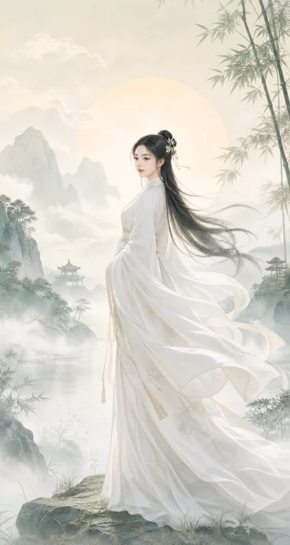 白衣古装美女唯美平板壁纸