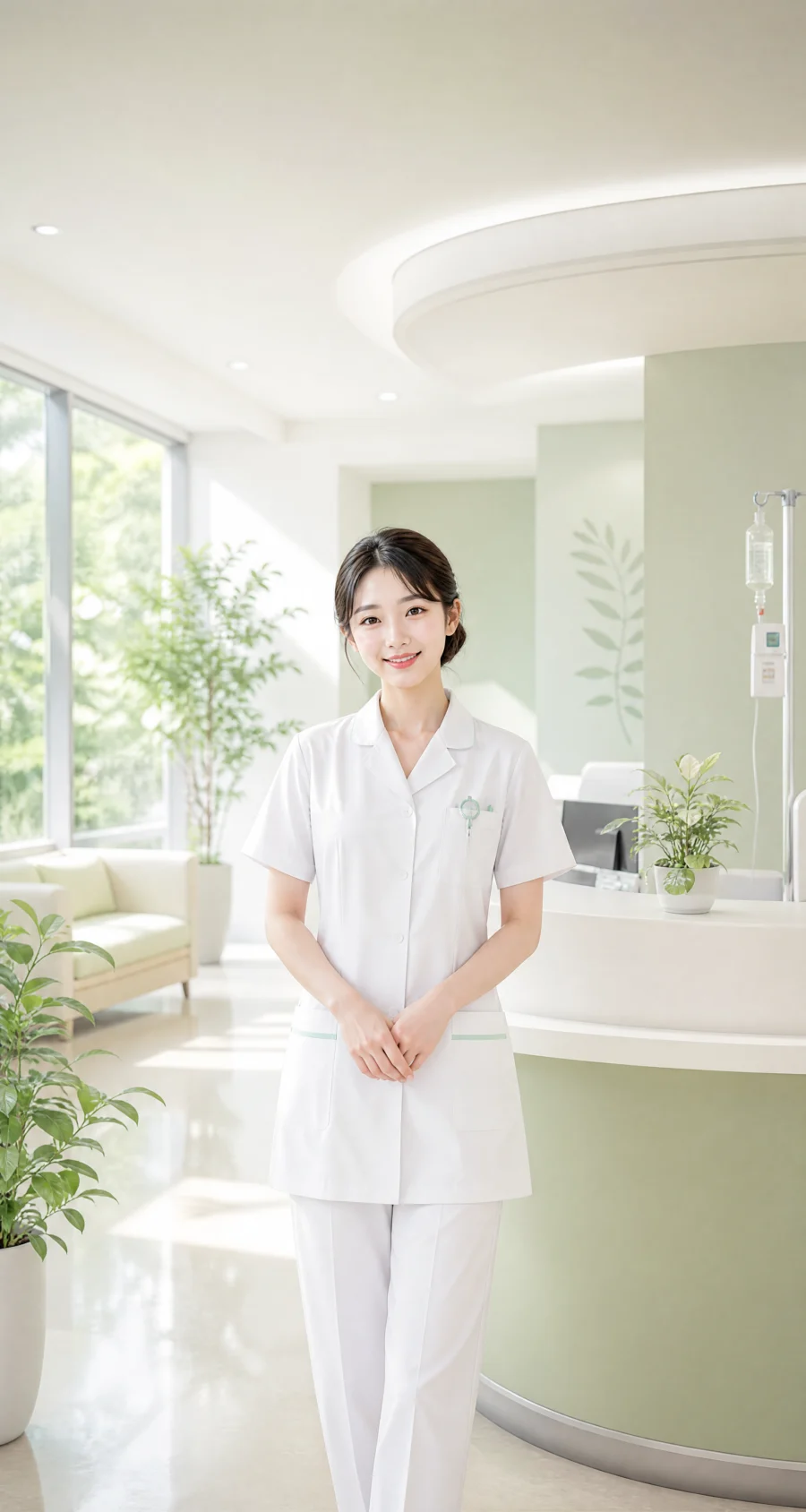 白衣护士清新治愈平板壁纸