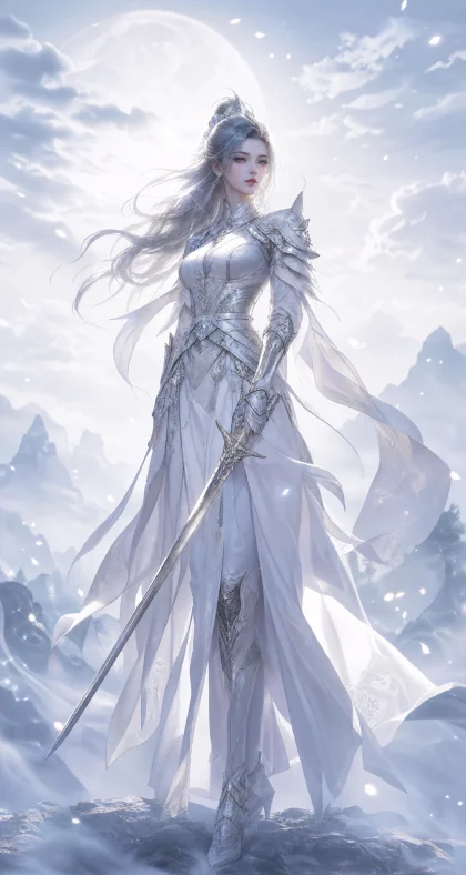 白衣铠甲美女幻想壁纸