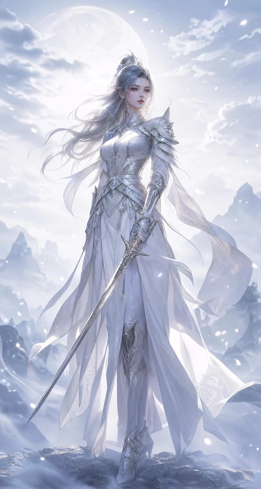 白衣铠甲美女幻想壁纸