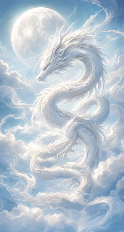 月云之间的白龙平板壁纸