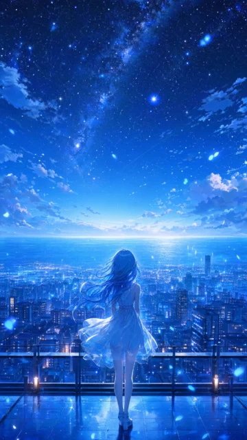 二次元蓝梦幻手机壁纸