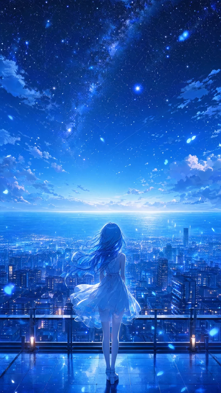 二次元蓝梦幻手机壁纸