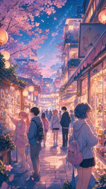 动漫社区霓虹街区手机壁纸