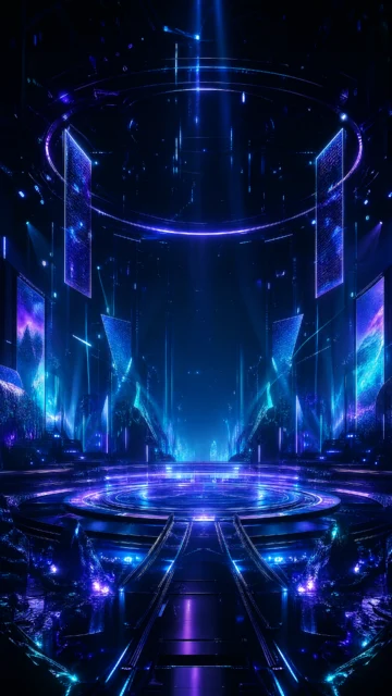 虚拟舞台霓虹幻境手机壁纸