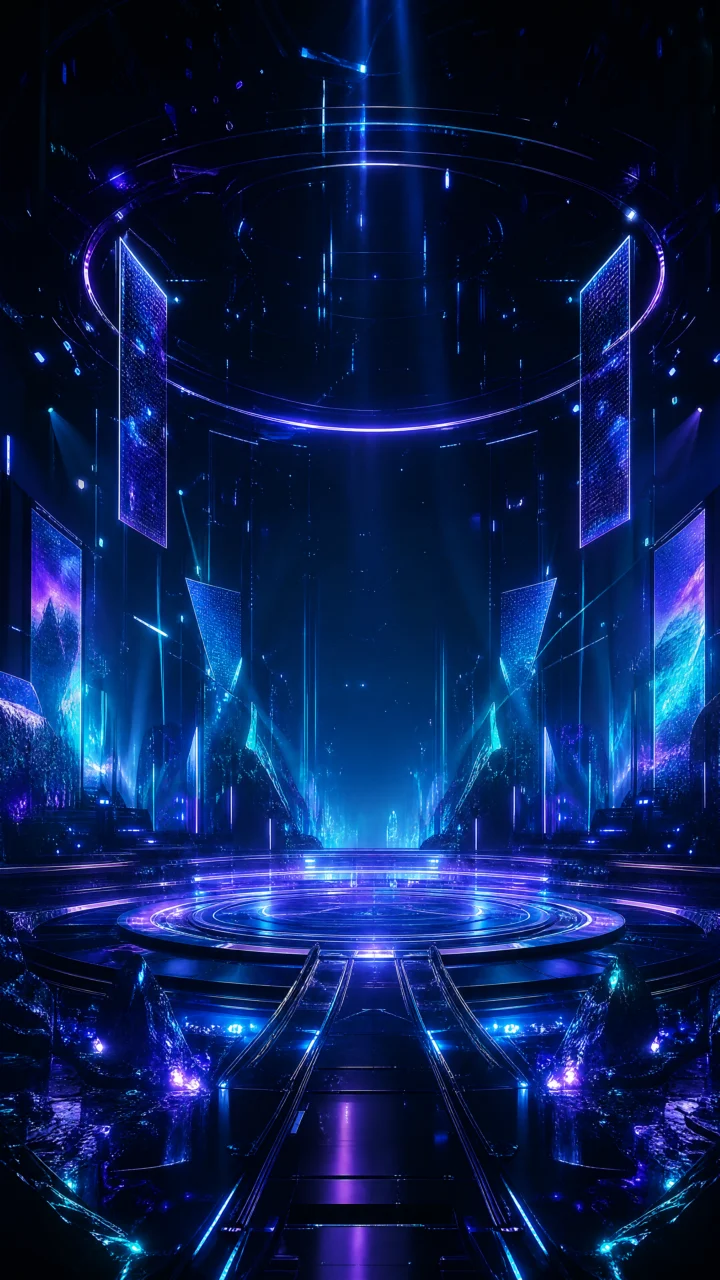 虚拟舞台霓虹幻境手机壁纸
