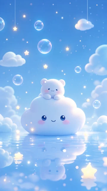 萌系蓝调治愈手机壁纸