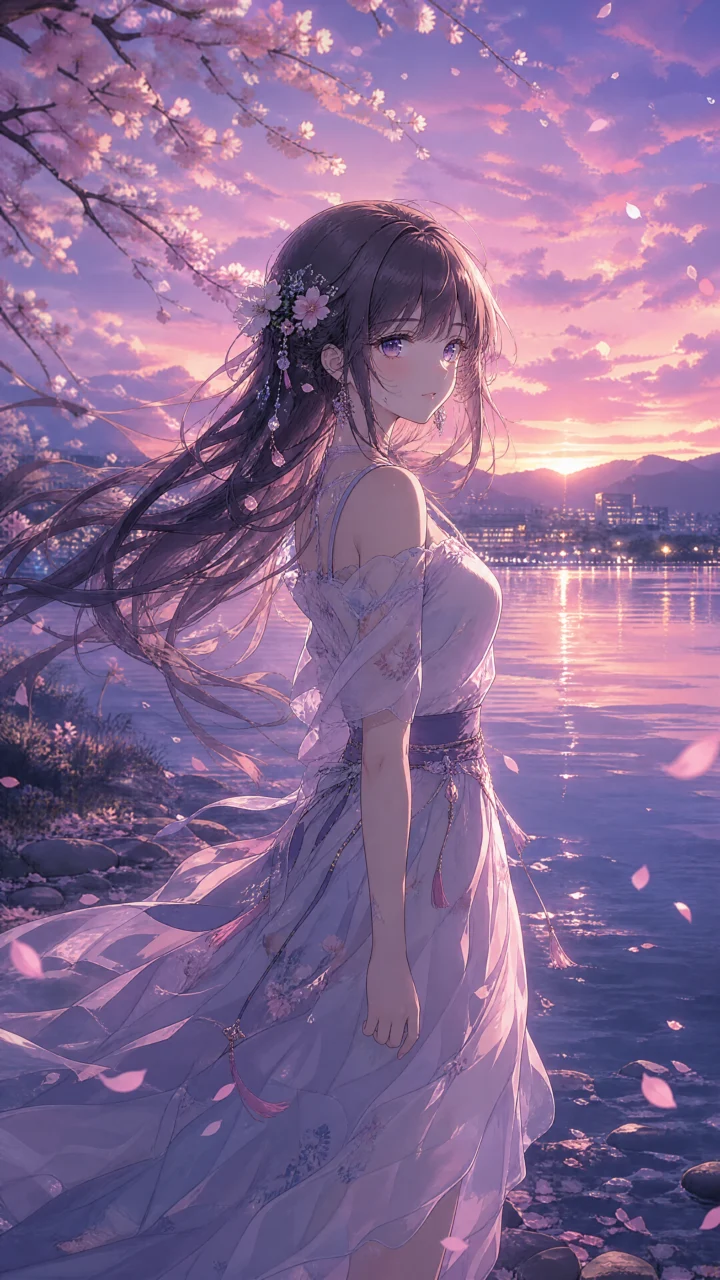 唯美动漫樱花黄昏手机壁纸