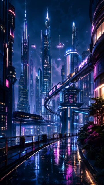 霓虹未来都市手机壁纸