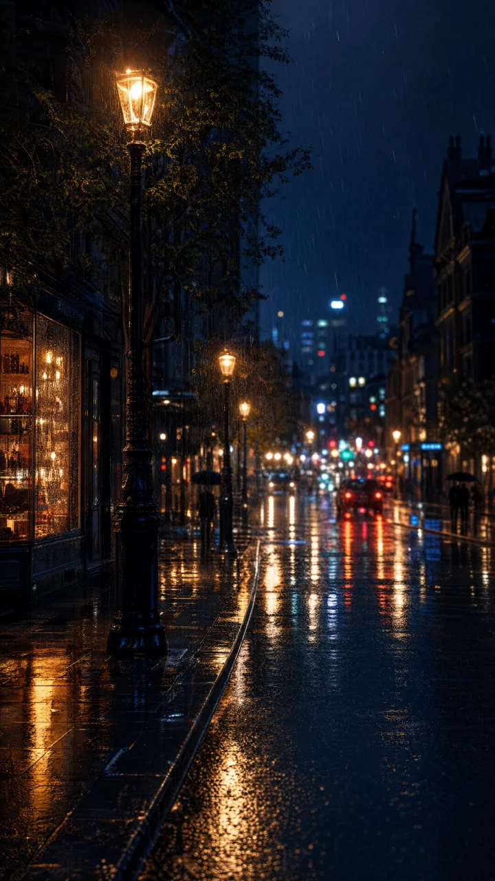 雨夜街景手机壁纸