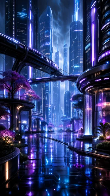 未来都市霓虹手机壁纸