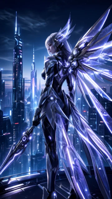 赛博女武神霓虹战甲手机壁纸