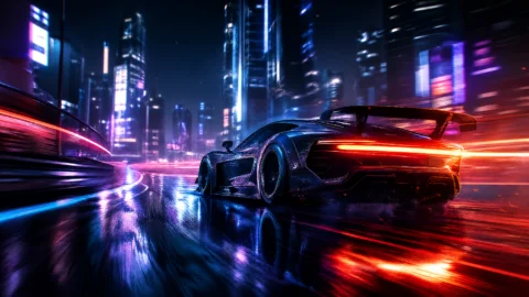 霓虹夜间赛车桌面壁纸