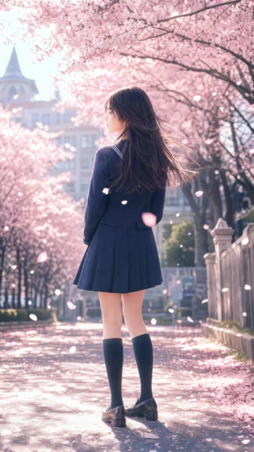 樱花制服春日手机壁纸