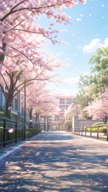清晨通学路手机壁纸