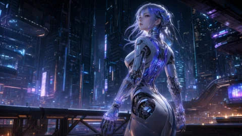 霓虹未来机械少女桌面壁纸