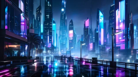 霓虹都市夜景桌面壁纸