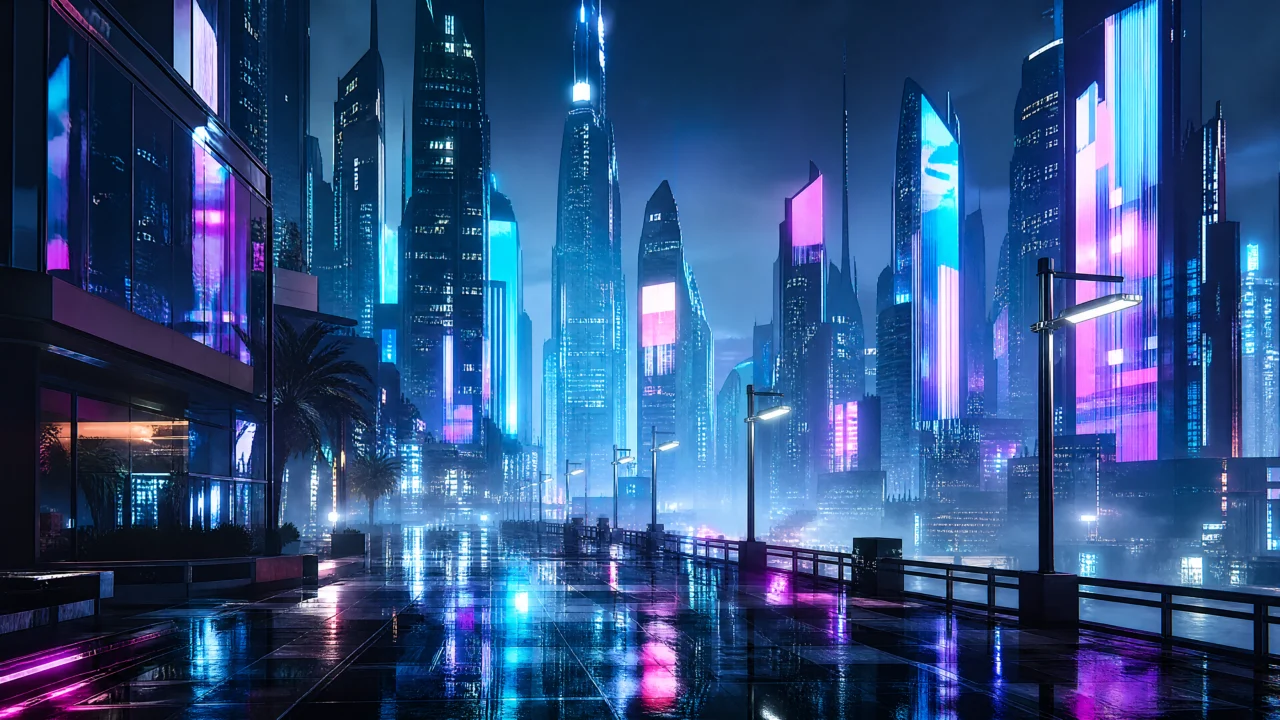 霓虹都市夜景桌面壁纸