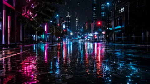 雨夜霓虹都市壁纸