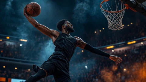 NBA球星电影感扣篮桌面壁纸
