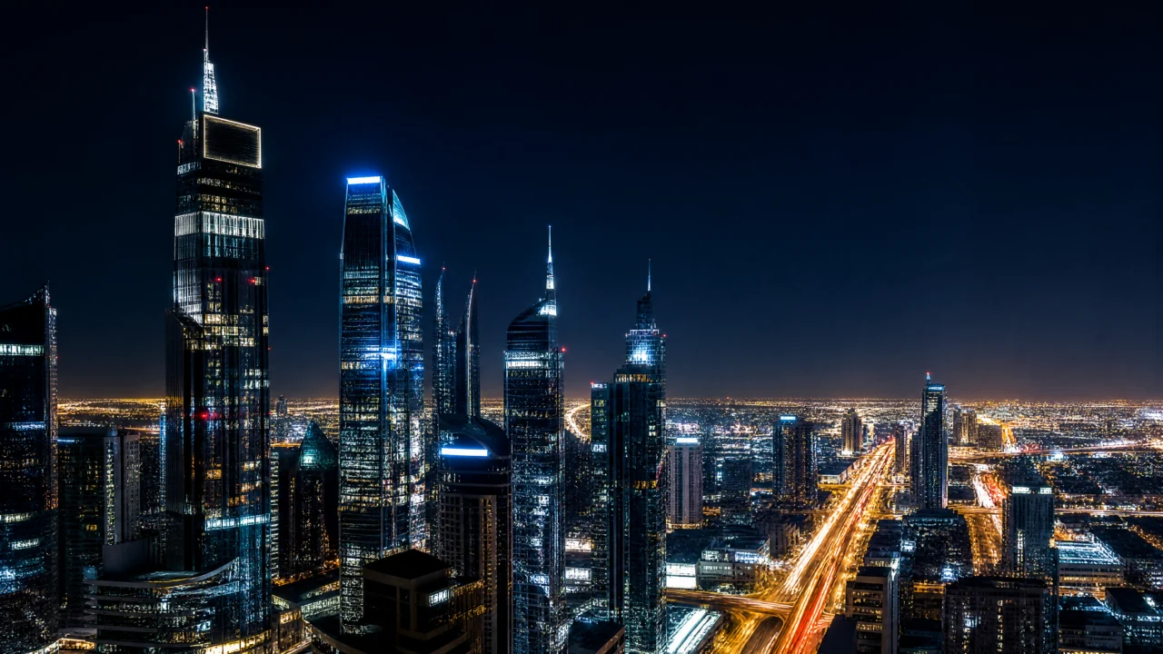高楼夜景都市桌面壁纸