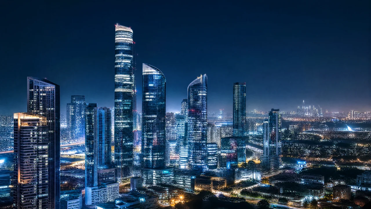 璀璨高楼夜景桌面壁纸