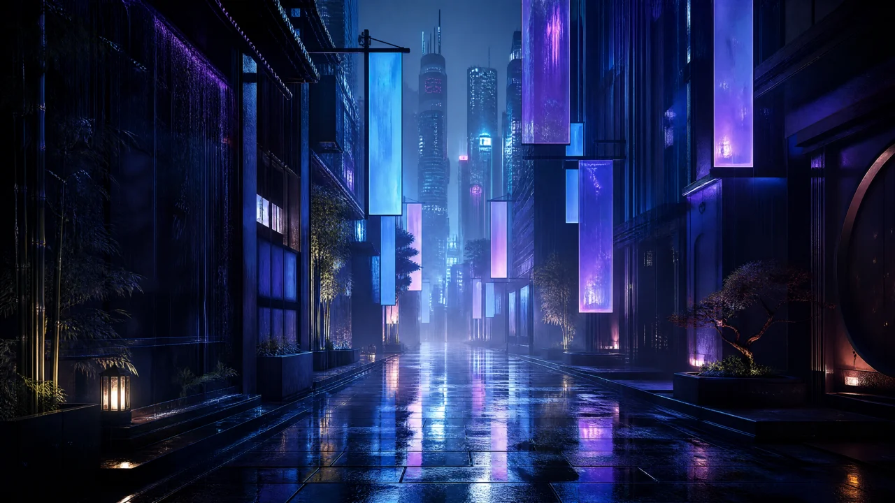 未来雨巷桌面壁纸