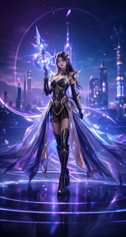 霓虹幻想游戏Cosplay平板壁纸